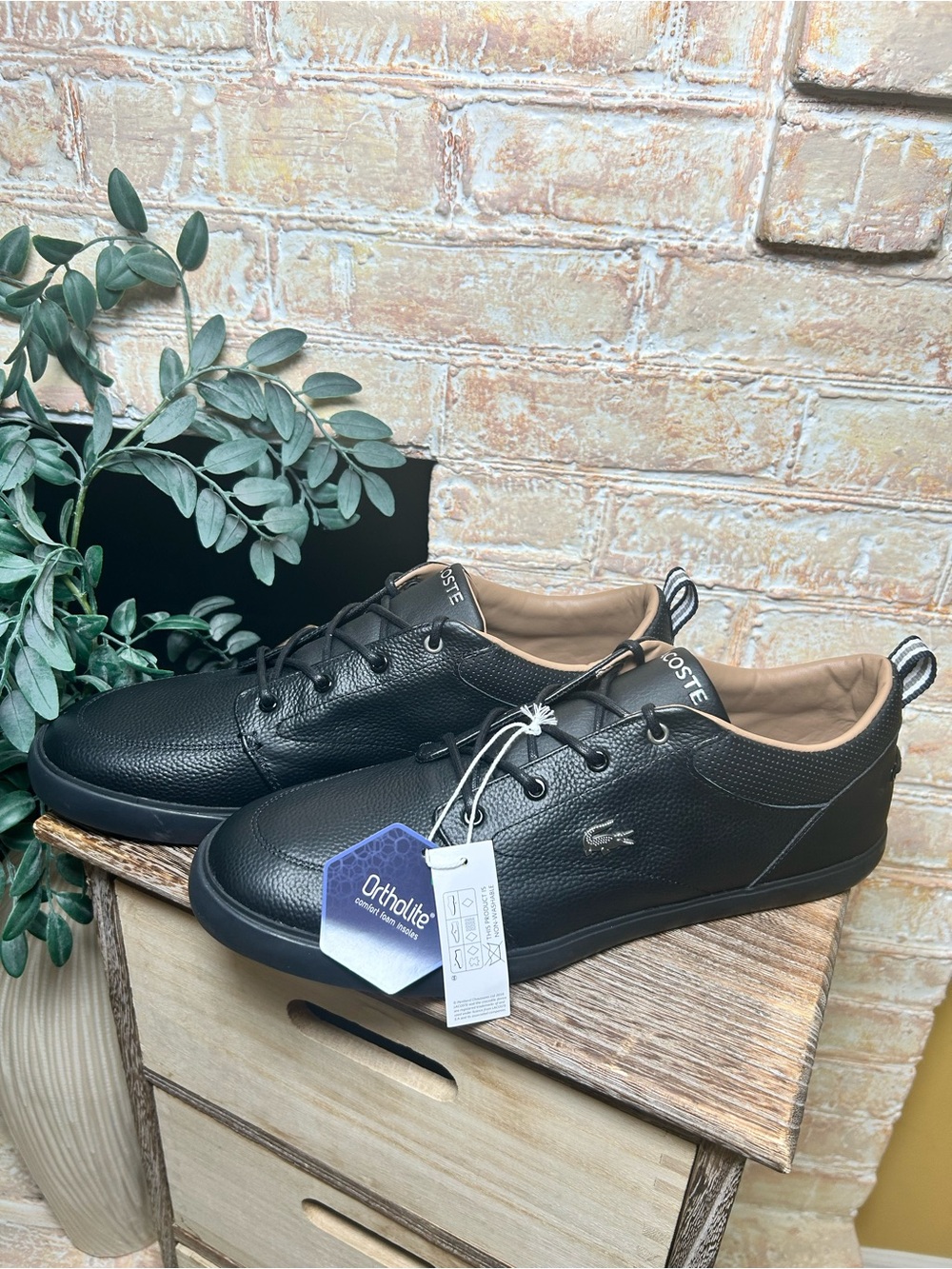Lacoste Bayliss Leather Sneakers Black Men’s 13 NWT old money #9 - Picture 2 of 12